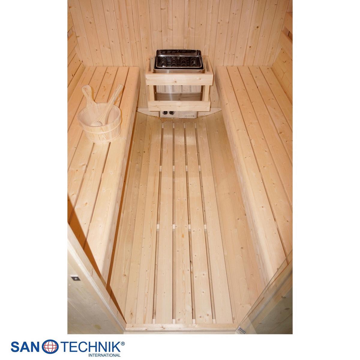 SAUNAFASS Tromsö Fichtefarben B: 220 cm - Fichtefarben, KONVENTIONELL, Glas/Holz (189/220/191,5cm) - Sanotechnik