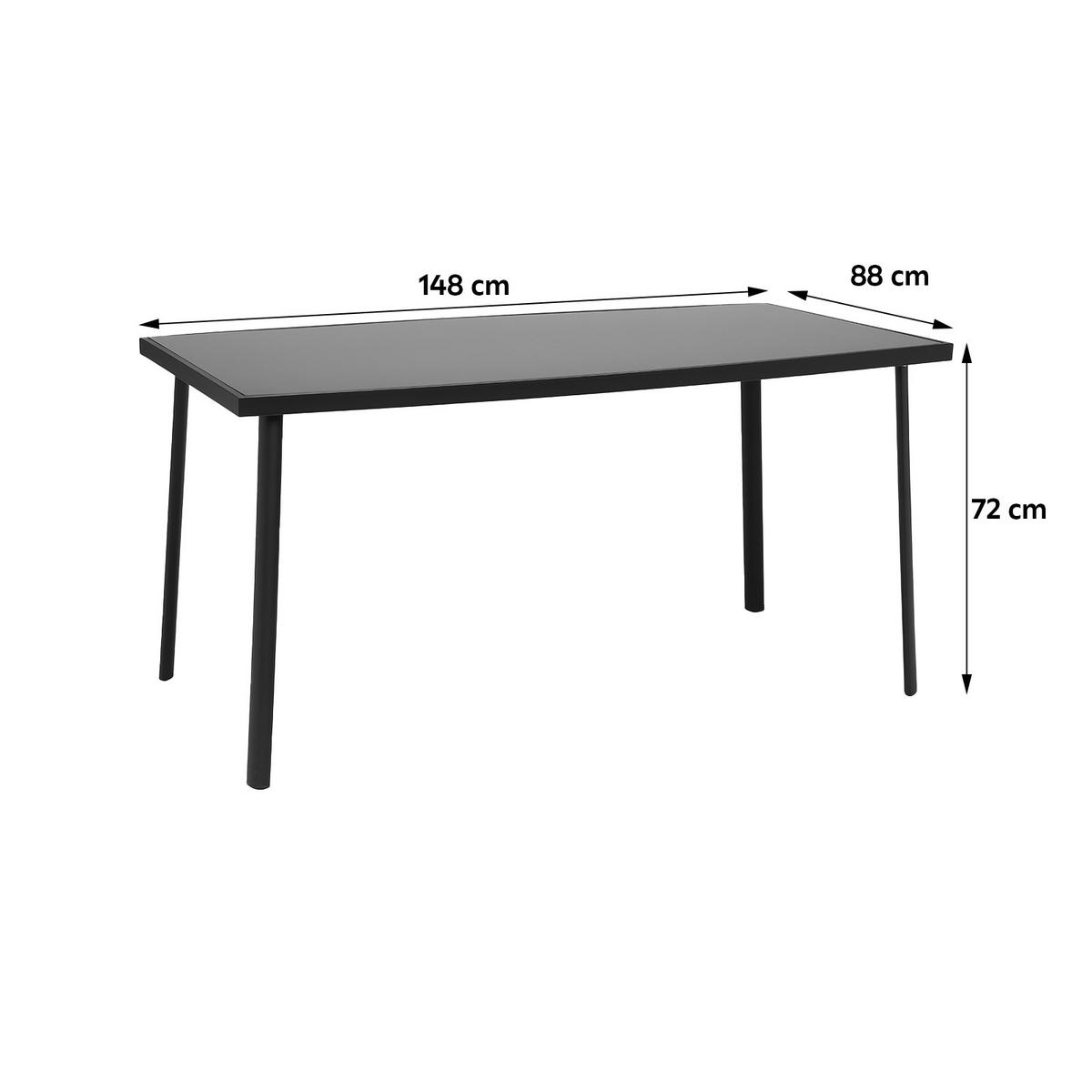Gartentisch Nadine Metall/Glas L 148 cm - Anthrazit/Schwarz, MODERN, Glas/Metall (148/72/88cm) - Luca Bessoni