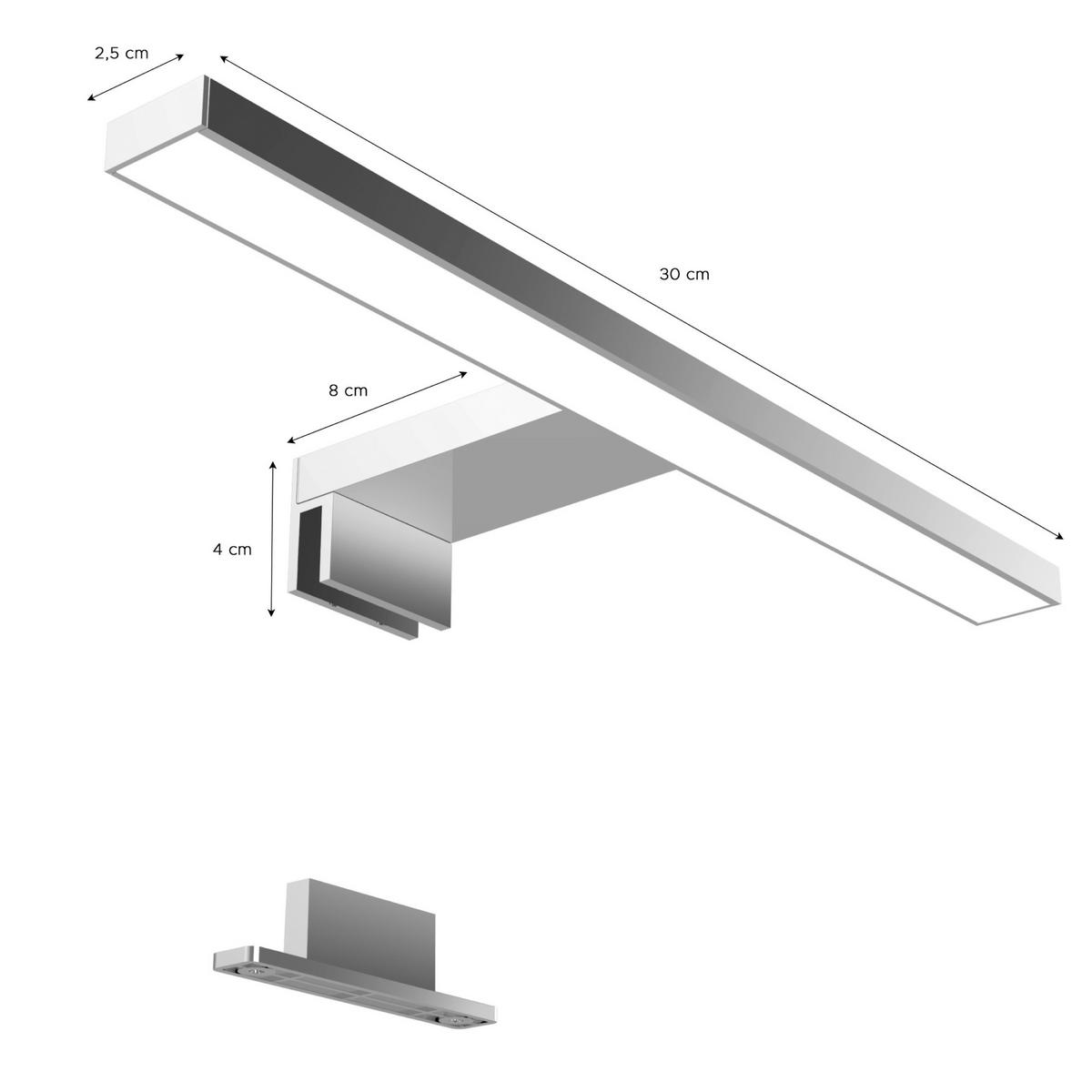 Spiegelleuchte Simple - Silberfarben, Basics, Kunststoff (30/2,5/8cm) - MID.YOU
