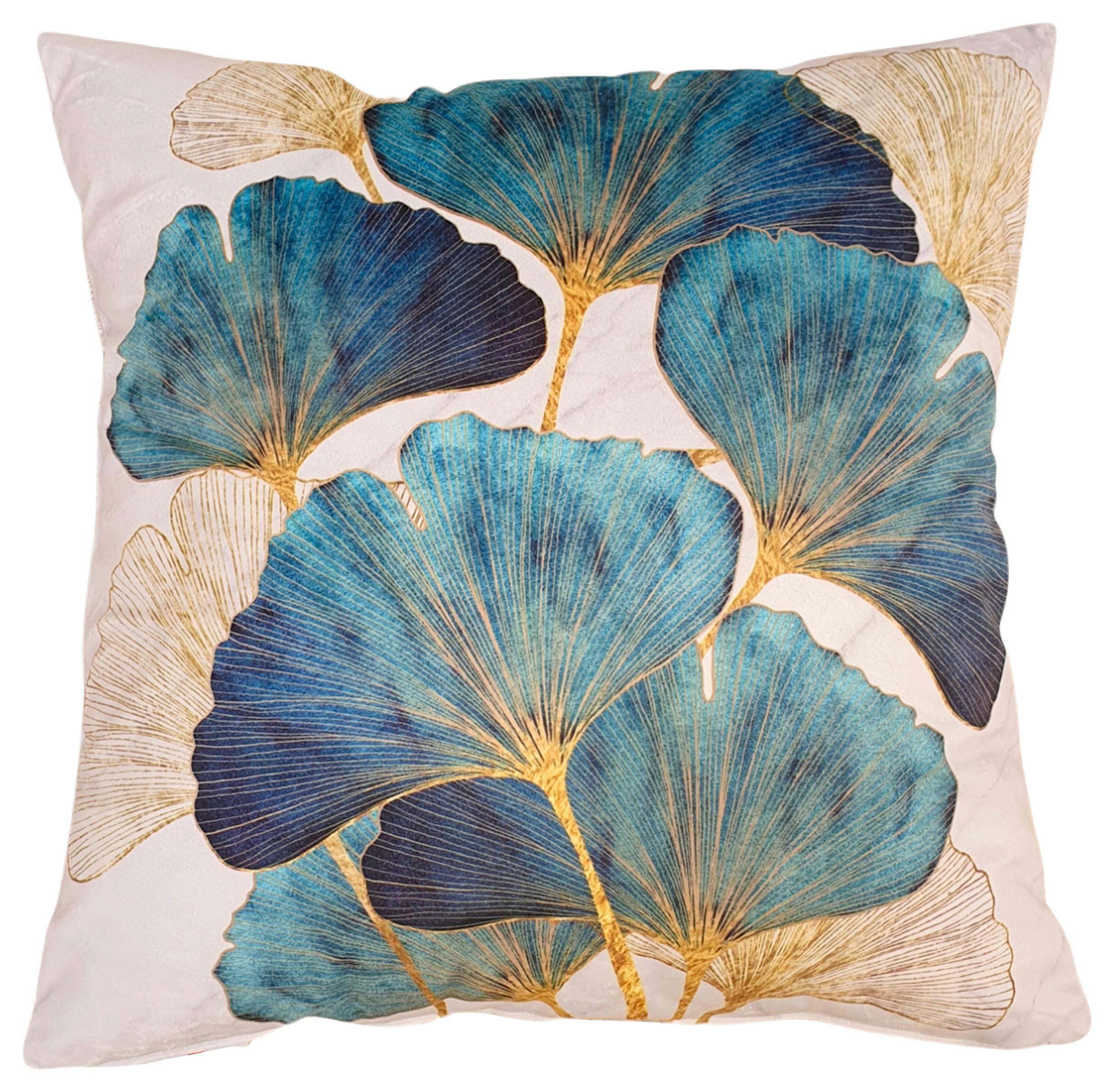 Zierkissen Nizza 45x45 Cm Polyester Blau/gold Mit Zipp - Blau/Goldfarben, MODERN, Textil (45/45cm) - Luca Bessoni