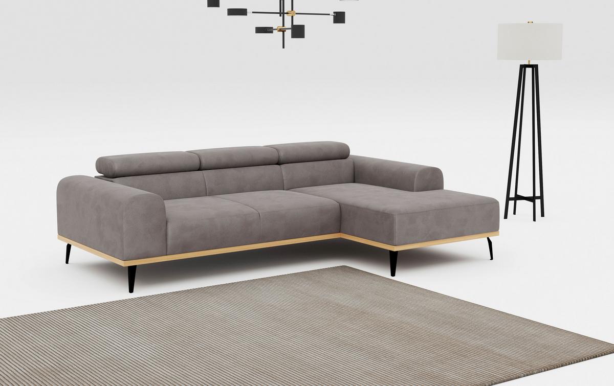 Ecksofa Grau Mit Sitzvorzug S: 244x157 Cm - Schwarz/Grau, KONVENTIONELL, Textil (244/157cm) - Cotta