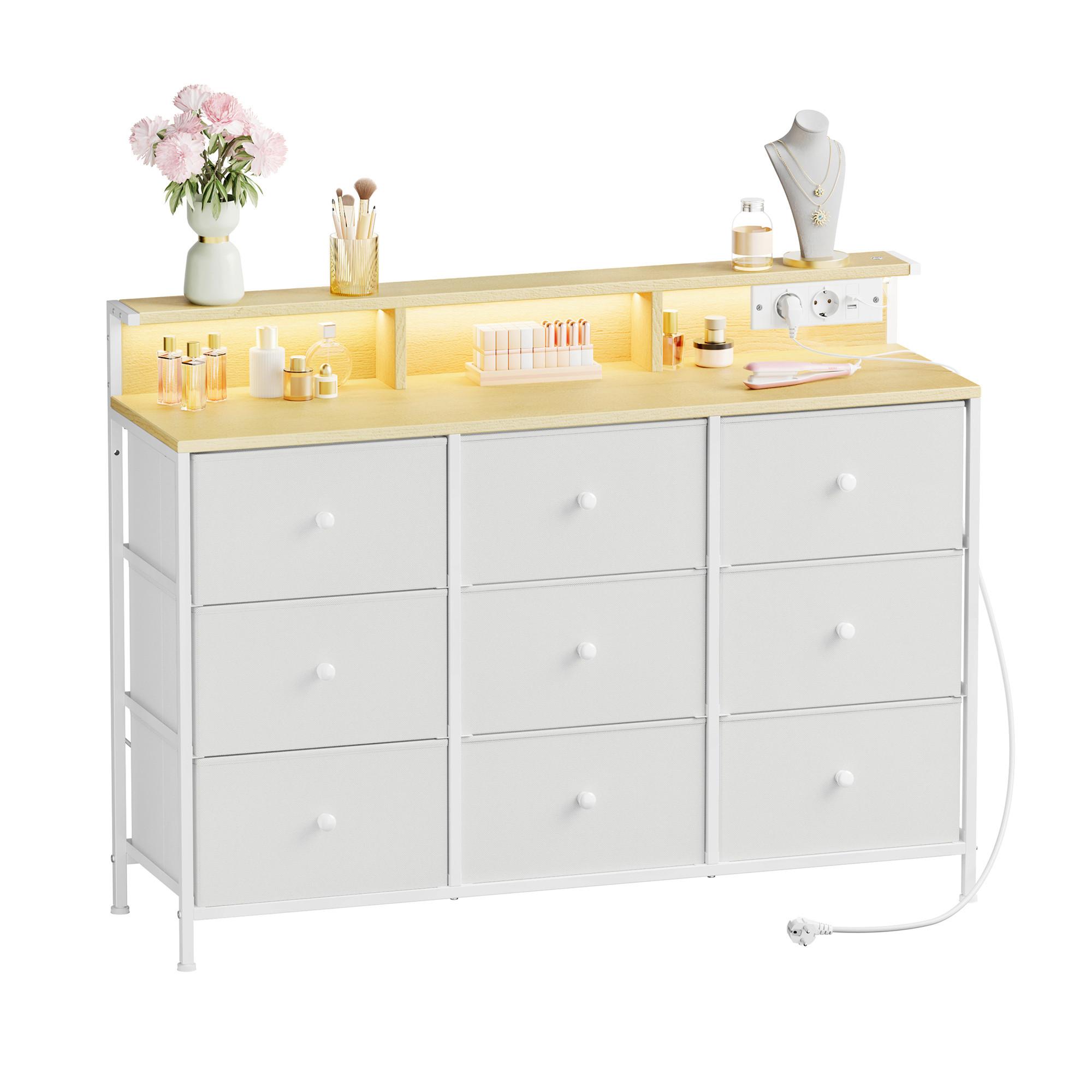 Kommode Weiß B: 114cm - Ecru/Weiß, Basics, Holzwerkstoff/Textil (114/84/33,5cm)