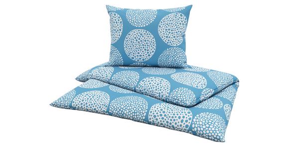 Cretonne Bettwäsche 140x200 Cm Anastasia Hellblau Kreise - Hellblau, MODERN, Textil - Luca Bessoni