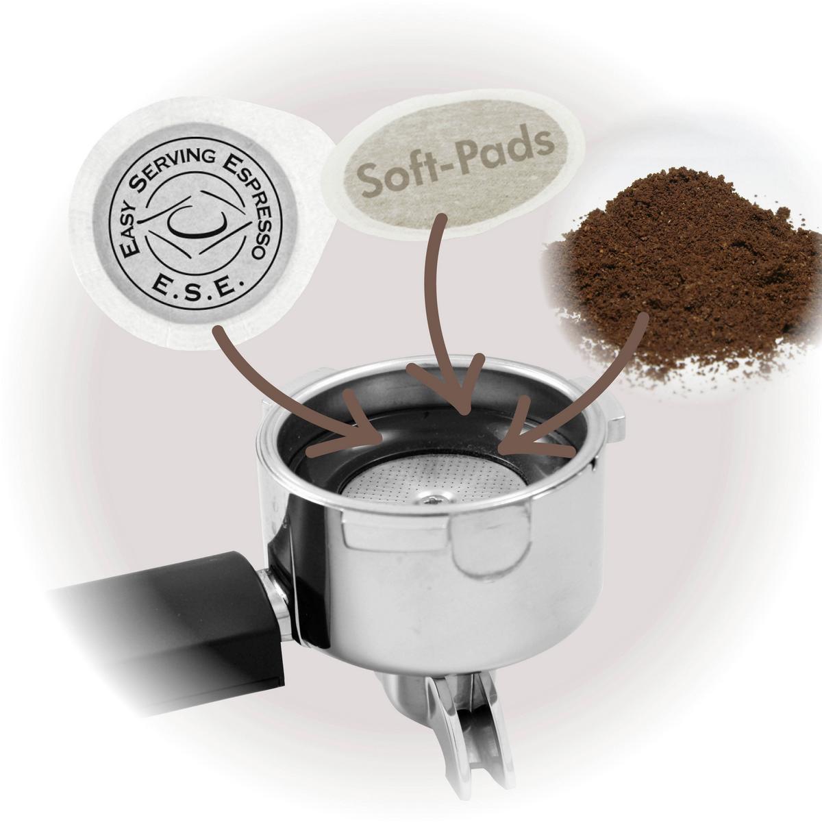 Kaffeepadmaschine Espresso Perfetto Schwarz - Schwarz, Basics, Metall (26/25,5/30cm) - Trisa Electronics