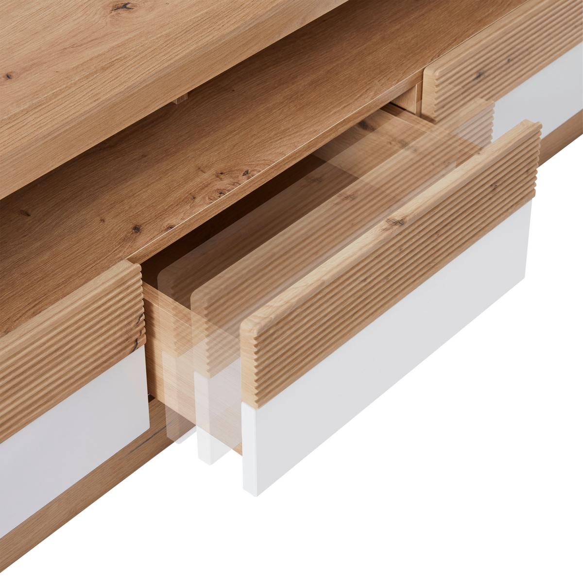 Tv-element Kashmir New B: 185 Cm Eiche Dekor/weiß - Eichefarben/Schwarz, MODERN, Holzwerkstoff (185/50/49cm) - James Wood