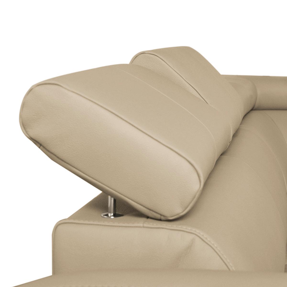 Ecksofa Aspen Lederlook Beige 245x208 Cm - Chromfarben/Beige, Design, Leder/Textil (245/208cm) - Livetastic