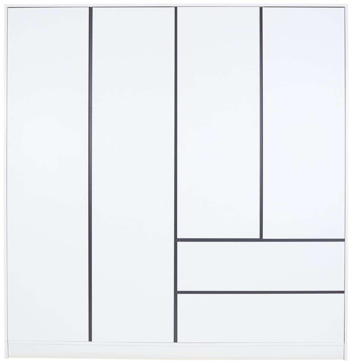 Kleiderschrank Basit - Weiß, KONVENTIONELL, Holzwerkstoff (195/205,5/56,6cm)