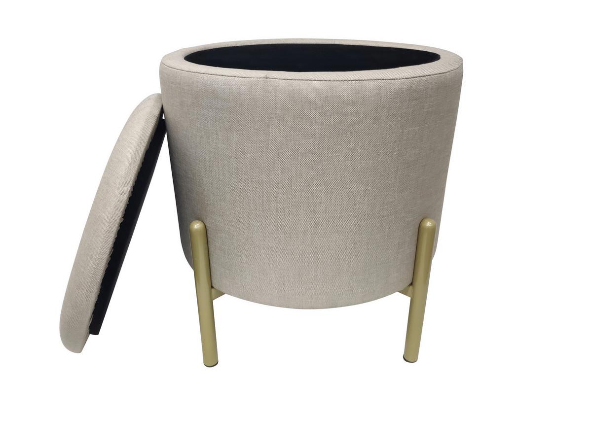 Hocker Logan Samt Creme Sitz Gepolstert - Goldfarben/Creme, Design, Textil (36/40/36cm) - Echtwerk