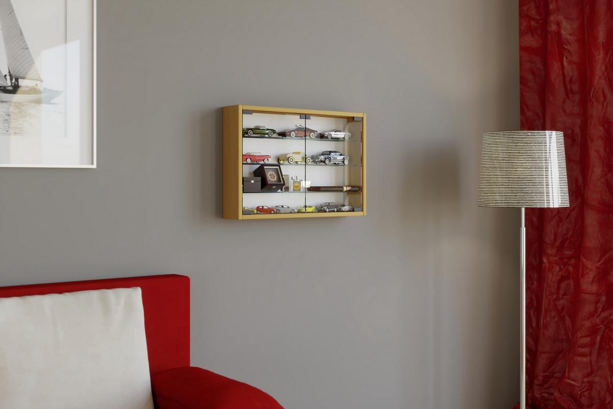 Závěsná vitrína Mandosa M š: 60 cm buk - černá/průhledné, Konvenční, kompozitní dřevo/plast (60/40/10cm) - MID.YOU