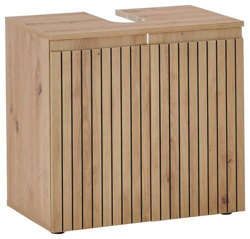 Waschbeckenunterschrank Austin B: 60 cm Eiche Dekor - Schwarz/Eiche Artisan, MODERN, Holzwerkstoff (60/57/36cm) - MID.YOU