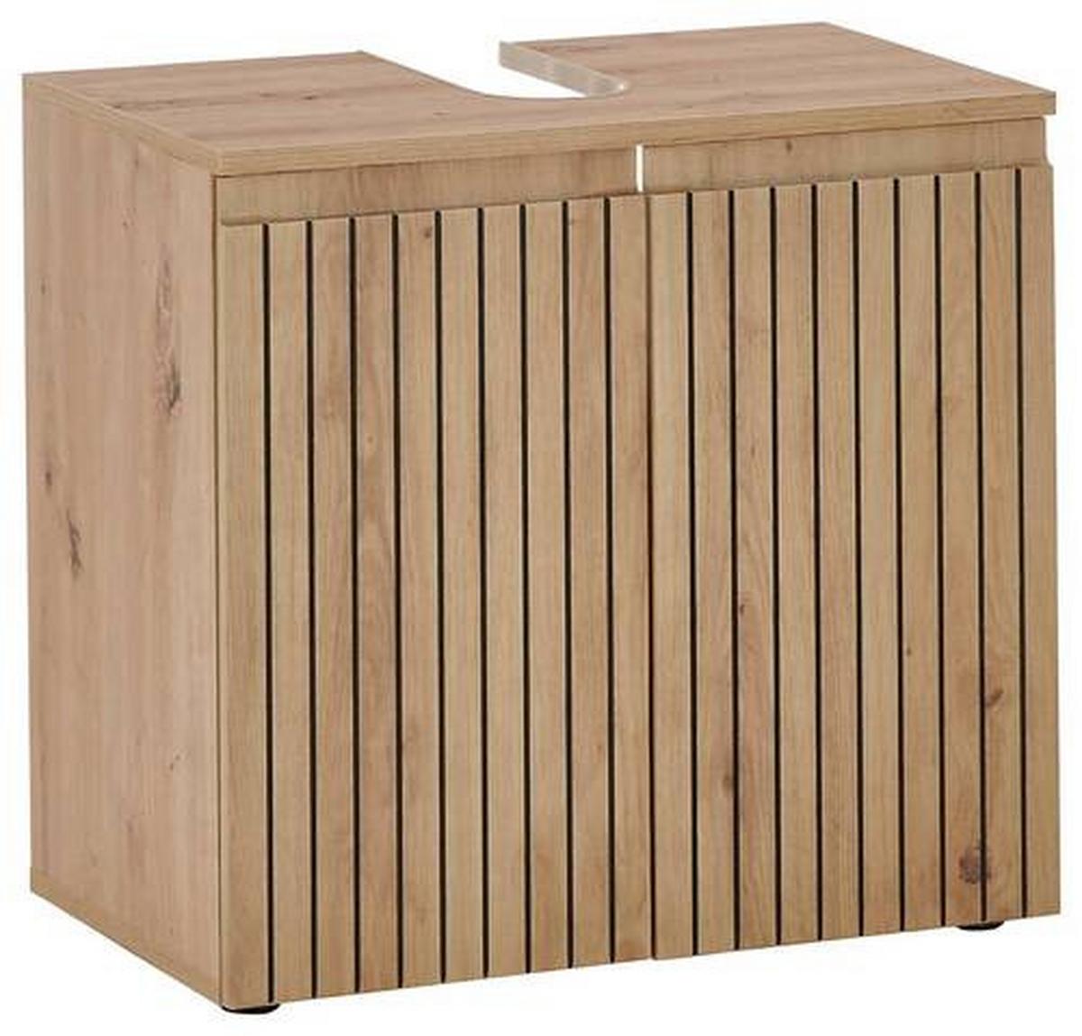 Waschbeckenunterschrank Austin B: 60 Cm Eiche Dekor - Schwarz/Eiche Artisan, MODERN, Holzwerkstoff (60/57/36cm) - MID.YOU