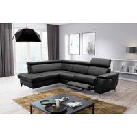 Ecksofa Lince Schwarz S: 197x257 Cm - Chromfarben/Schwarz, Design, Leder/Textil (197/257cm) - Livetastic