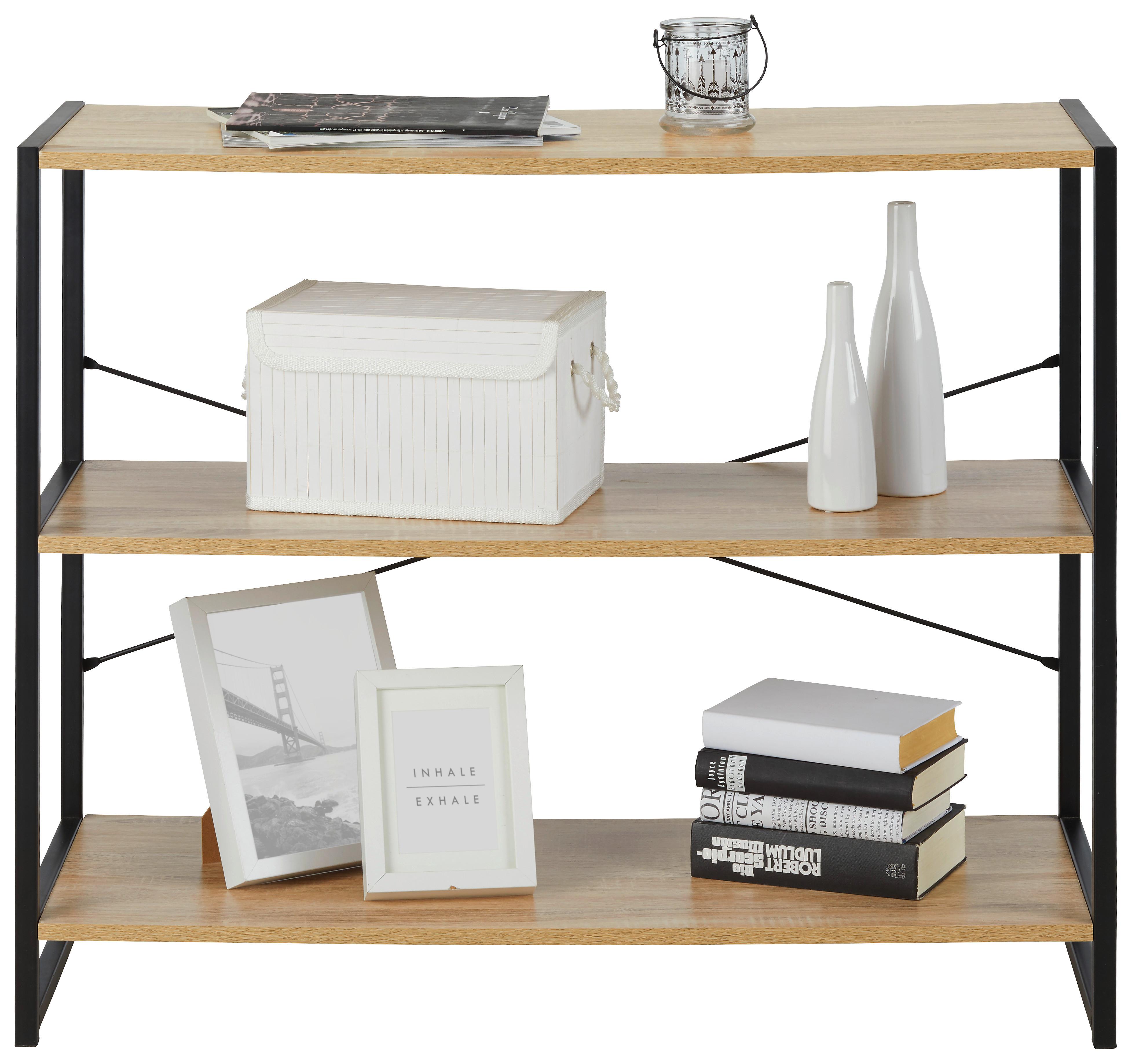 Regál Bono - čierna/dub sonoma, Moderný, kov/kompozitné drevo (95/79,2/35cm) - Modern Living