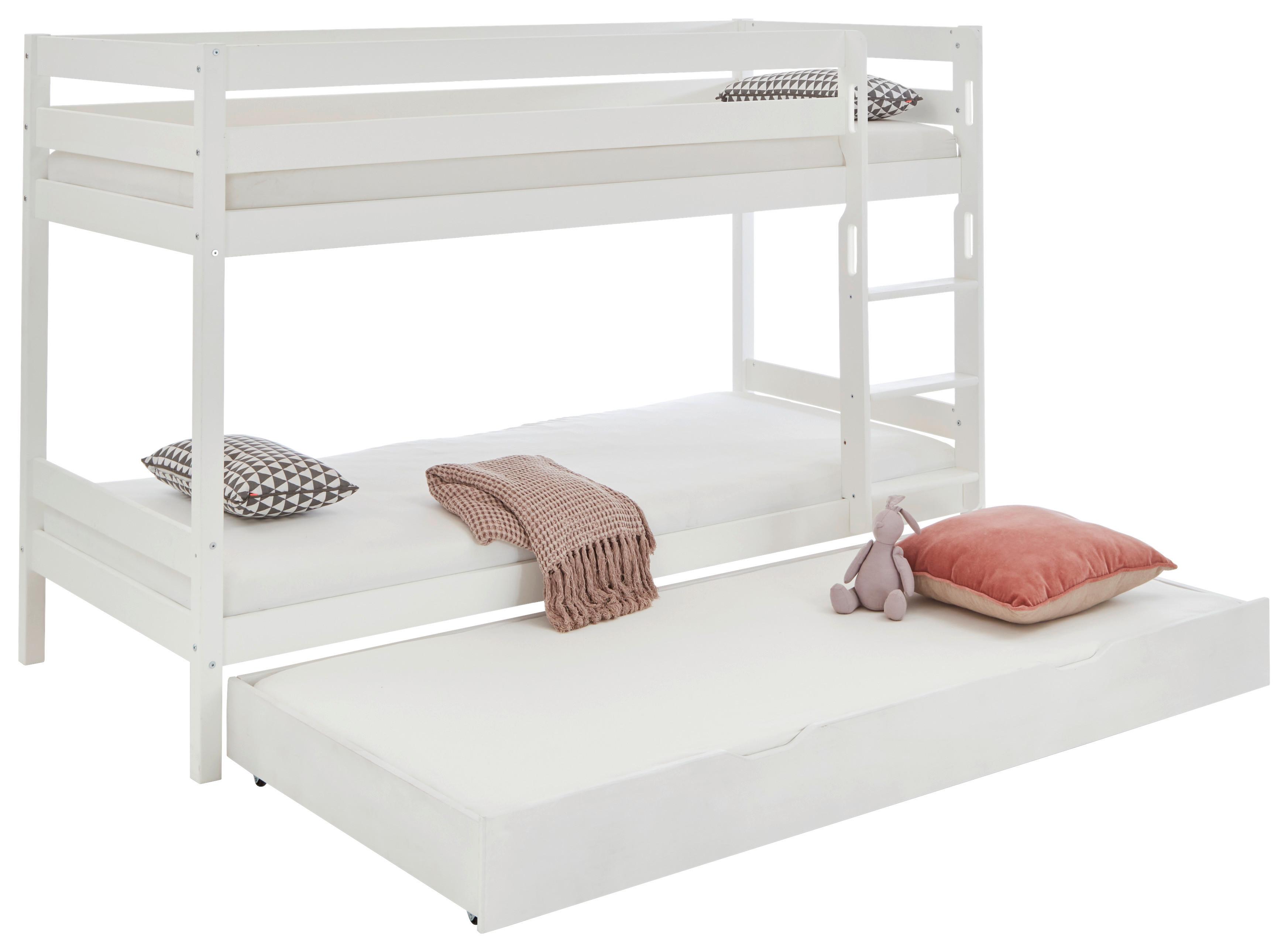 Bettkasten Lupo 2 B: 195 cm Buche Weiß mit Rollen - Weiß, KONVENTIONELL, Holz (195/19/94cm)