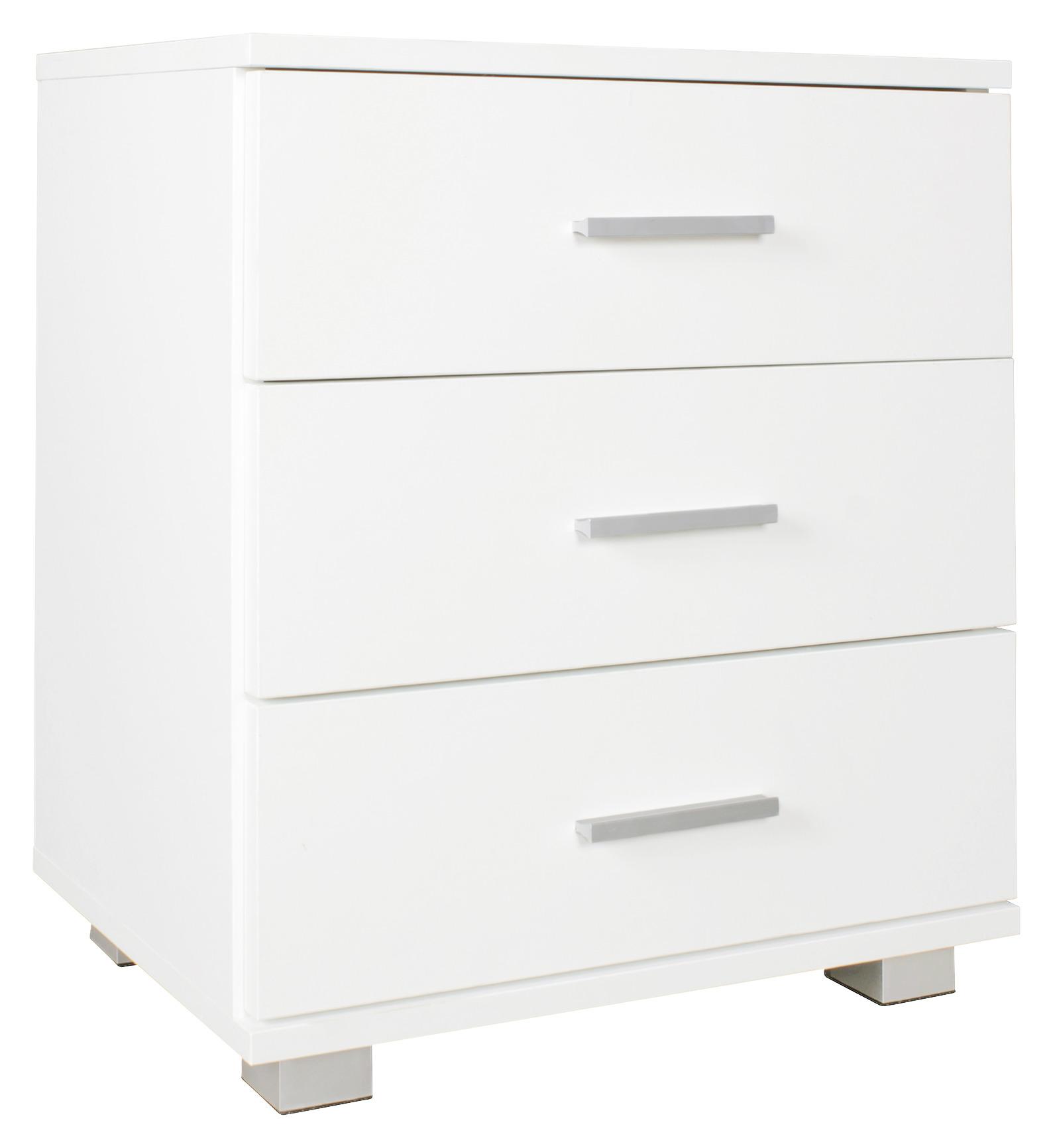 Noční Stolek Nina Š: 45cm Bílý - bílá/barvy stříbra, Konvenční, kov/kompozitní dřevo (45/54/34cm) - MID.YOU