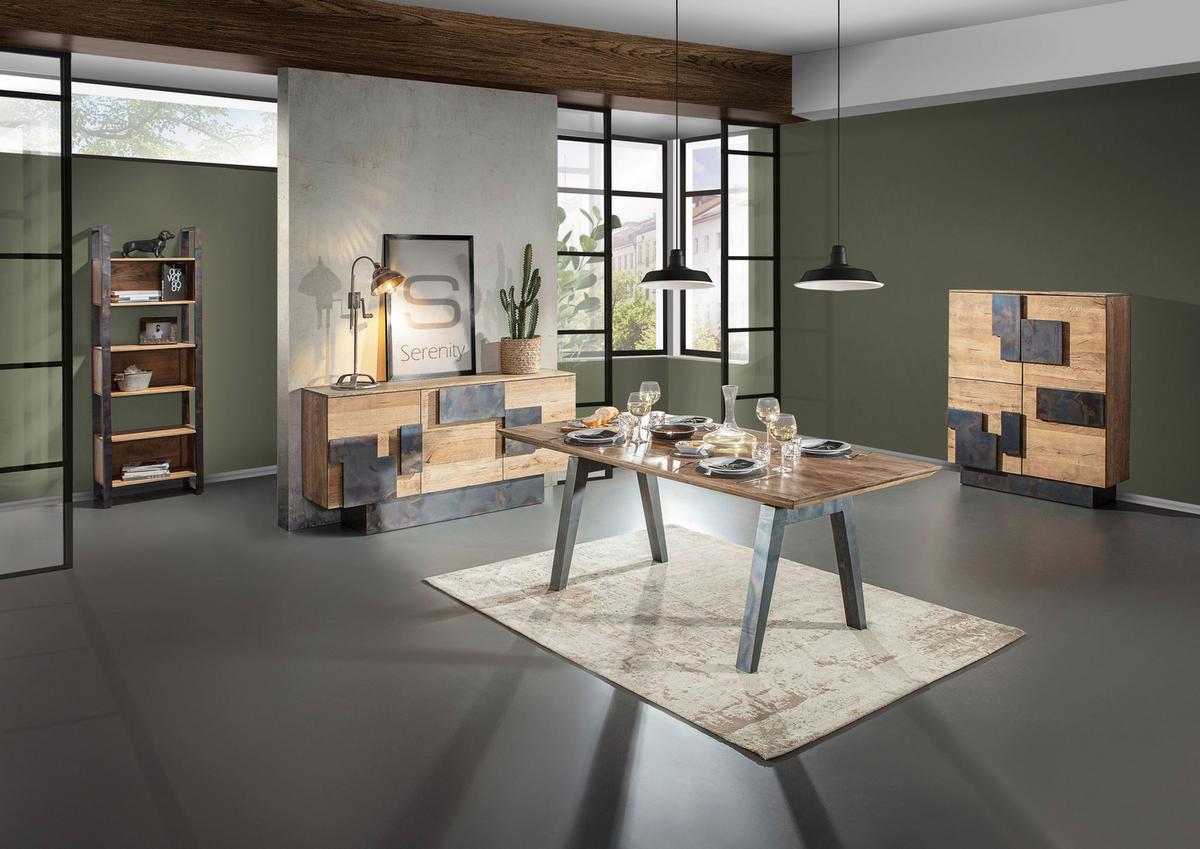 Esstisch Dexter - Graublau/Eichefarben, MODERN, Holz/Metall (240/100/77cm) - Livetastic