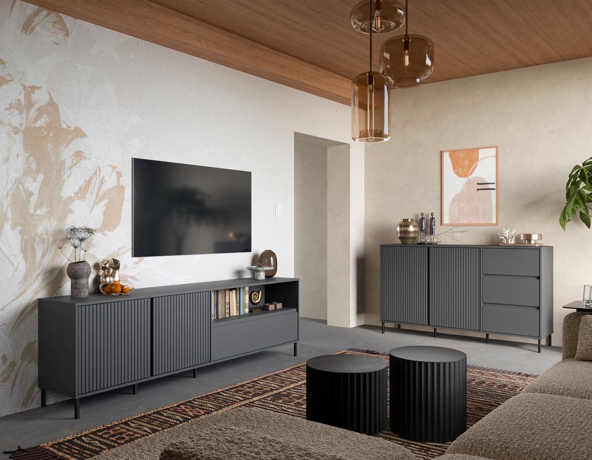 Tv-element Avenale Anthrazit B: 207, Cm - Anthrazit/Schwarz, Trend, Holzwerkstoff (207,8/65,4/40cm)