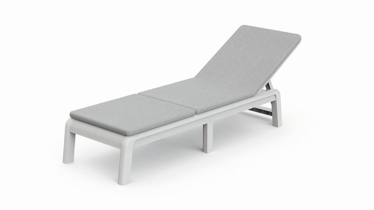 ATLAS se 4 polohami, skládací - bílá/světle šedá, Design, textil/plast (187,5/58/29cm)