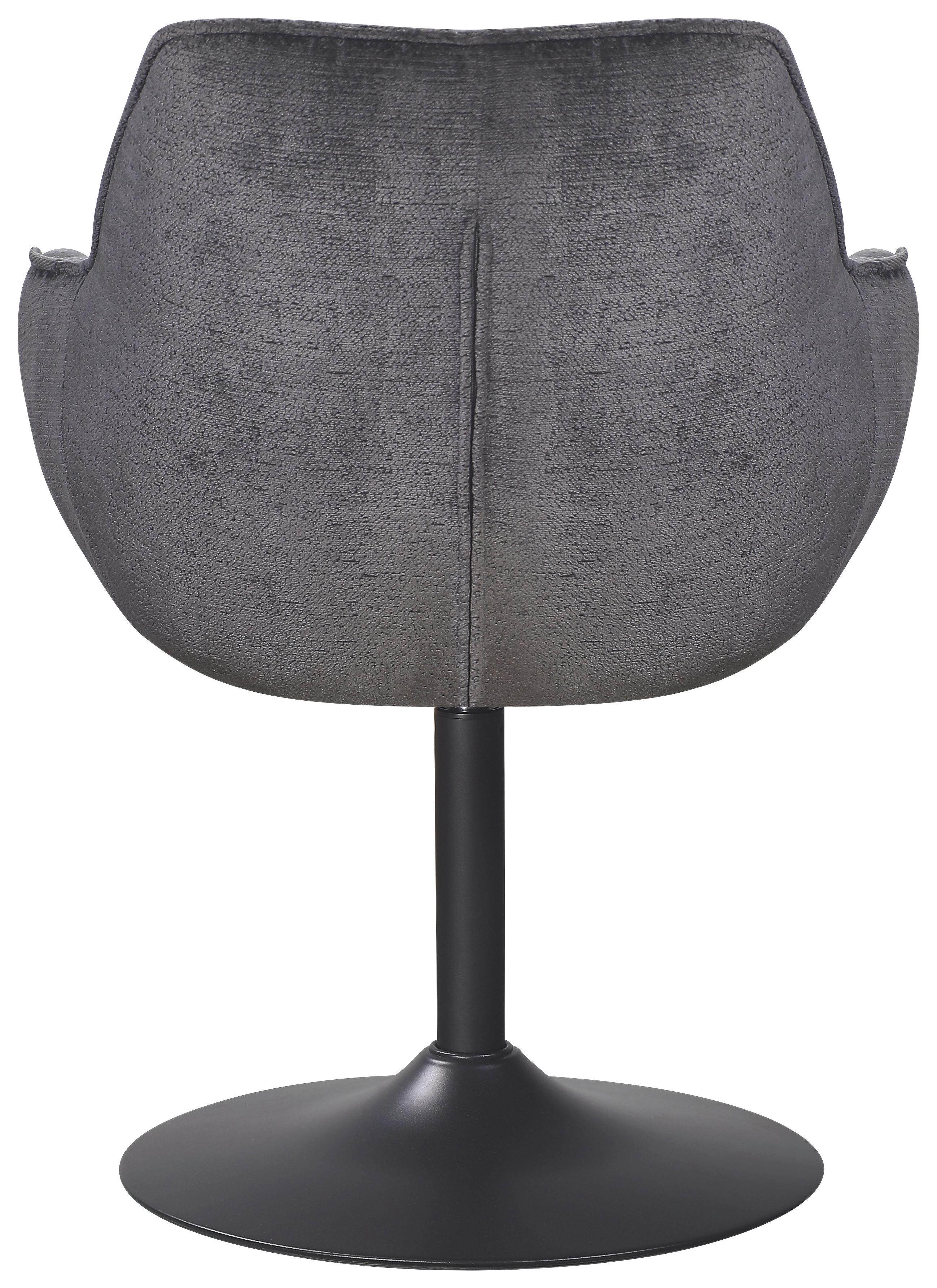 Armlehnstuhl Kaleo Chenille Grau, B: 63 cm - Schwarz/Grau, KONVENTIONELL, Textil/Metall (63/87/64cm) - MID.YOU