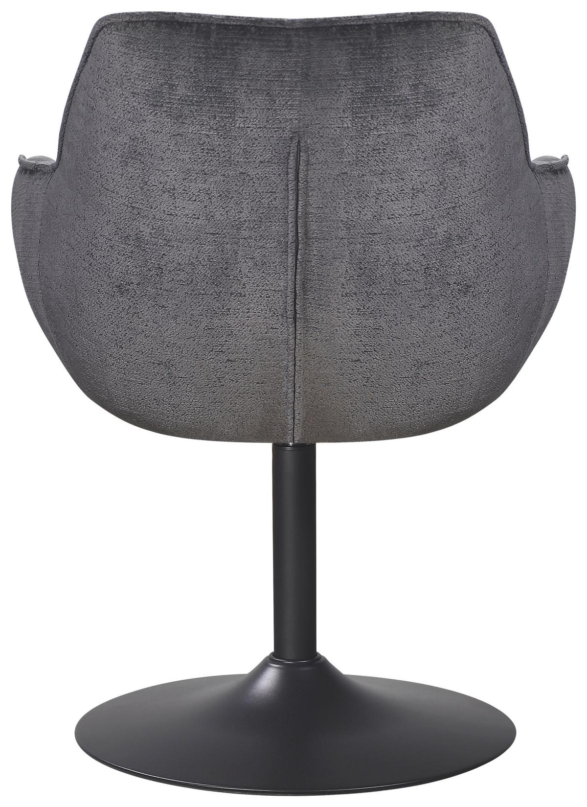 Armlehnstuhl Kaleo Chenille Grau, B: 63 cm - Schwarz/Grau, KONVENTIONELL, Textil/Metall (63/87/64cm) - MID.YOU