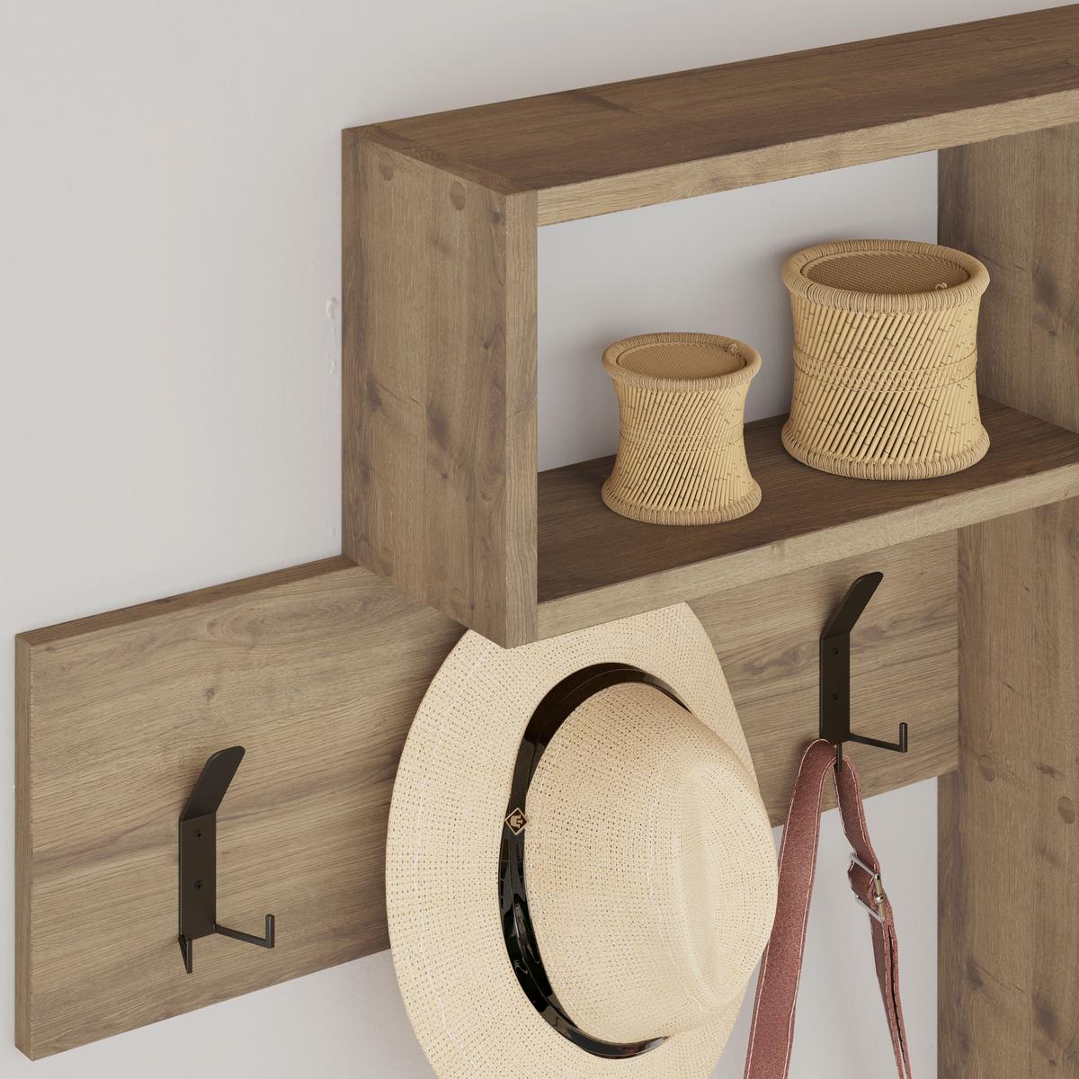 Wandgarderobe Game Hanger Eiche Dunkel B: 99,5 - Eiche dunkel, Design, Holzwerkstoff (99.5/61/15cm) - Livetastic