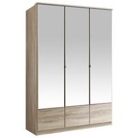 Drehtürenschrank Mit Spiegel 135cm Imago, Sägerau Dekor - Eichefarben, KONVENTIONELL, Glas/Holzwerkstoff (135/199/58cm) - MID.YOU