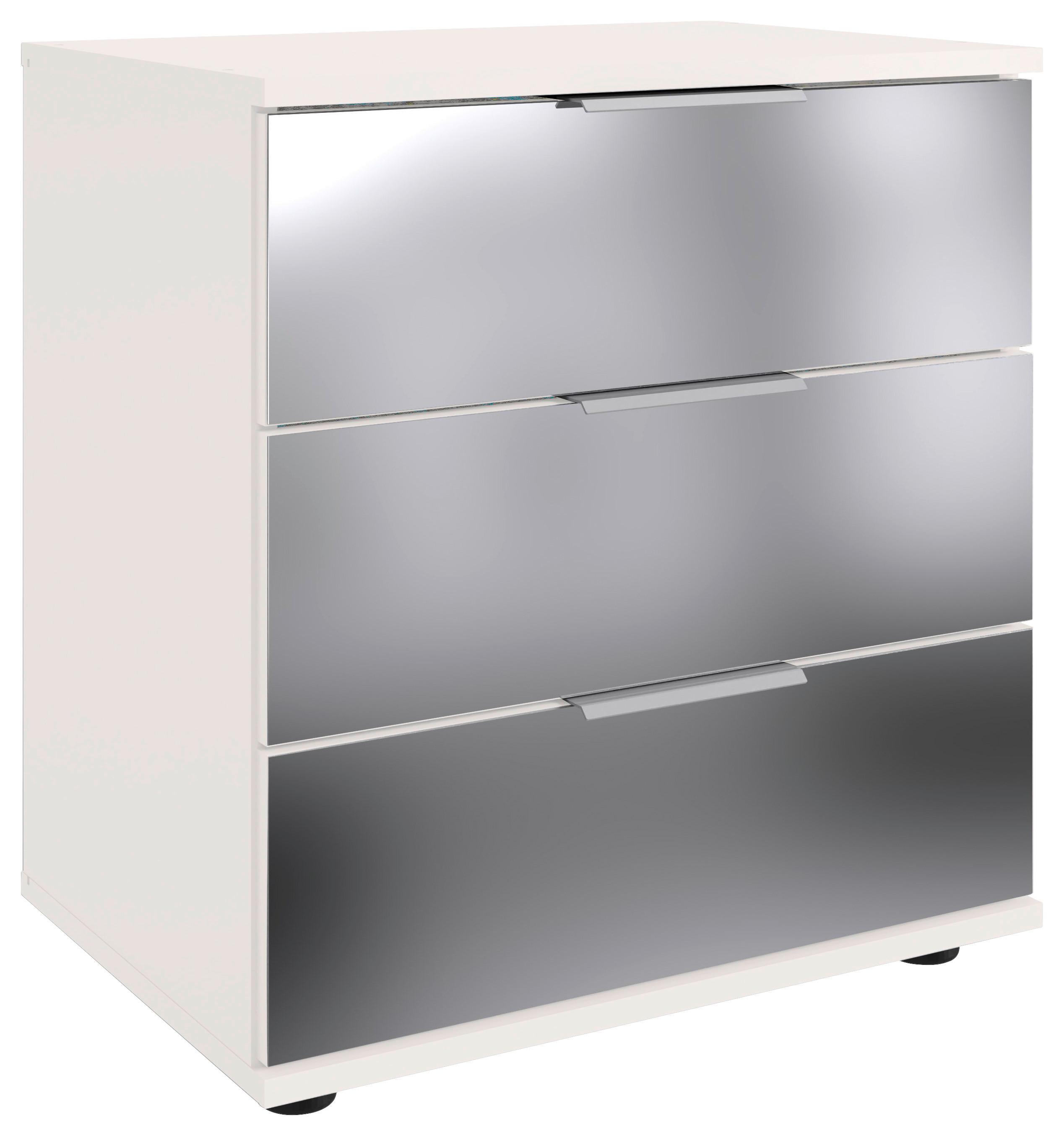 Nachkästchen Weiß H: 58 cm Saigon - Klar/Schwarz, MODERN, Glas/Holzwerkstoff (52/58/38cm) - MID.YOU