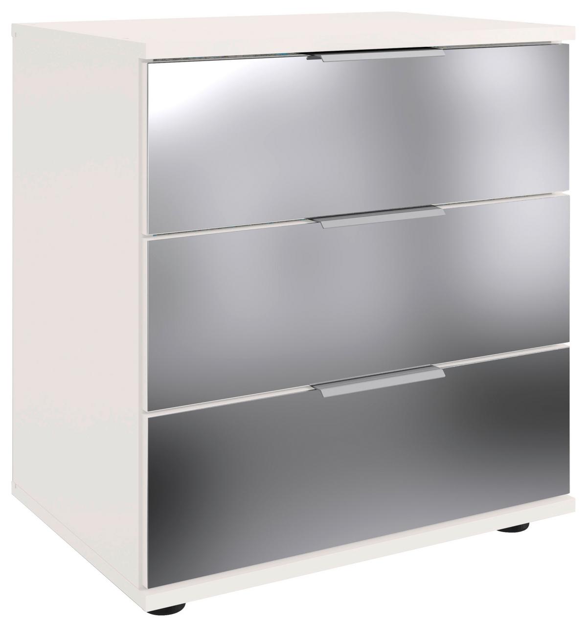 Nachkästchen Weiß H: 58 cm Saigon - Klar/Schwarz, MODERN, Glas/Holzwerkstoff (52/58/38cm) - MID.YOU