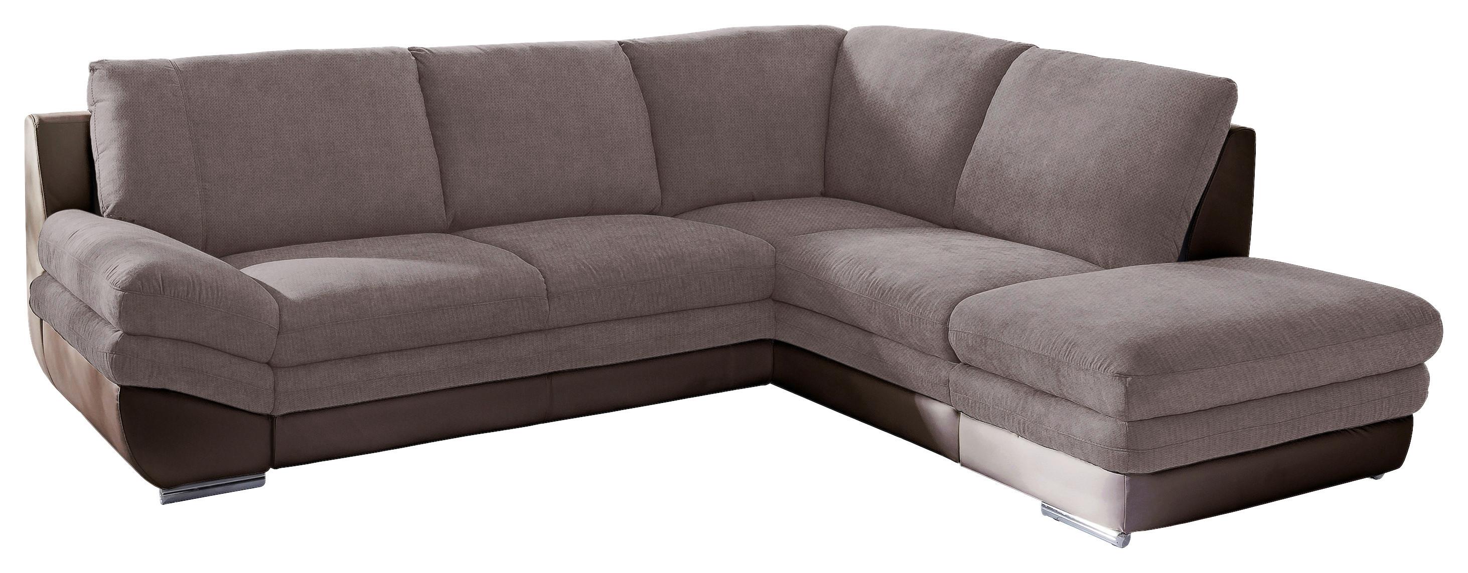 Ecksofa mit Schlaffunktion NARDO Taupe 264x221 cm - Taupe/Chromfarben, MODERN, Textil (264/221cm) - MID.YOU