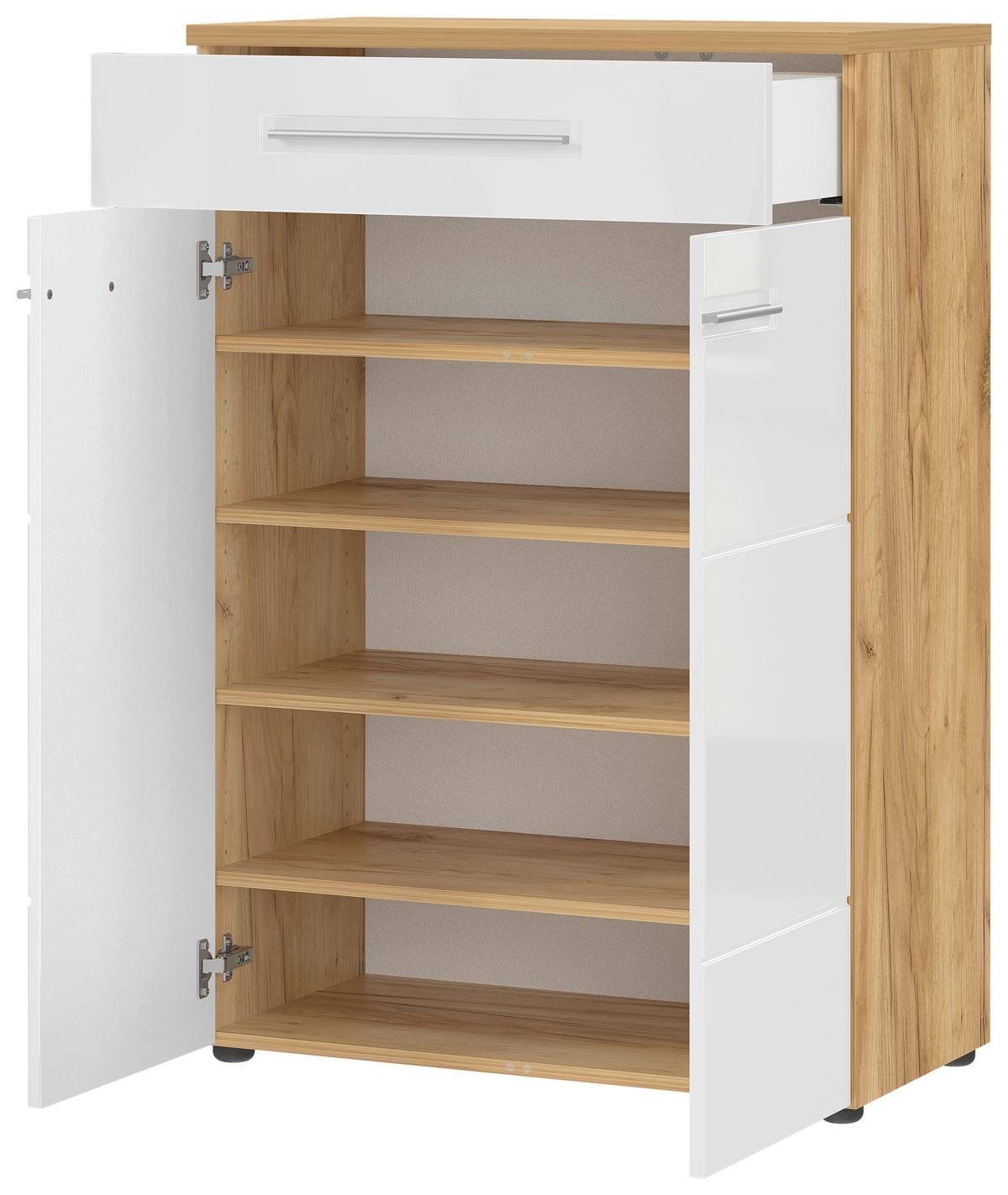 Schuhschrank Aledo Weiß B: 75 cm - Eichefarben/Weiß, MODERN, Holzwerkstoff (75/110/41cm) - Germania
