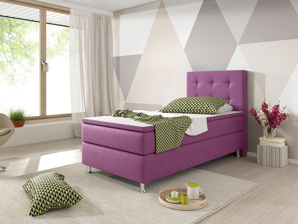 Boxspringbett  mit Topper / Matratze 90x200 cm Köln - Pink/Silberfarben, KONVENTIONELL, Textil (90/115/210cm) - MID.YOU