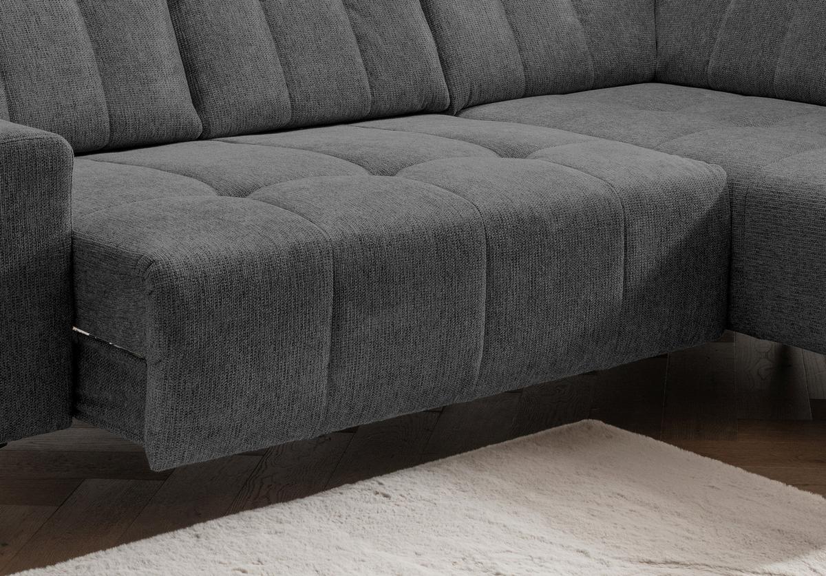 Ecksofa mit USB Anschluss Sano, Anthrazit, S: 261x200 cm - Anthrazit/Schwarz, MODERN, Textil (261/200cm) - Livetastic