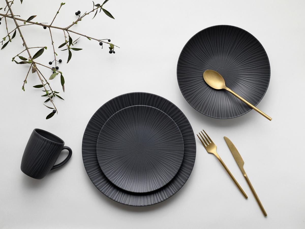 Kombiservice Vesuvio 24-Tlg. Keramik, Anthrazit - Anthrazit, Keramik - Creatable