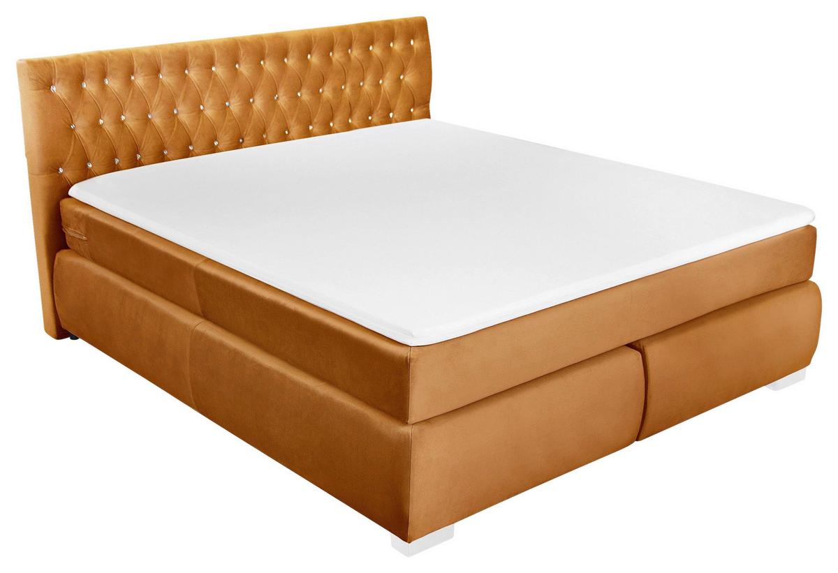 Boxspringbett Rumba inkl. Matratze 180x200 - Platinfarben/Gelb, Basics, Textil (180/200cm) - Livetastic