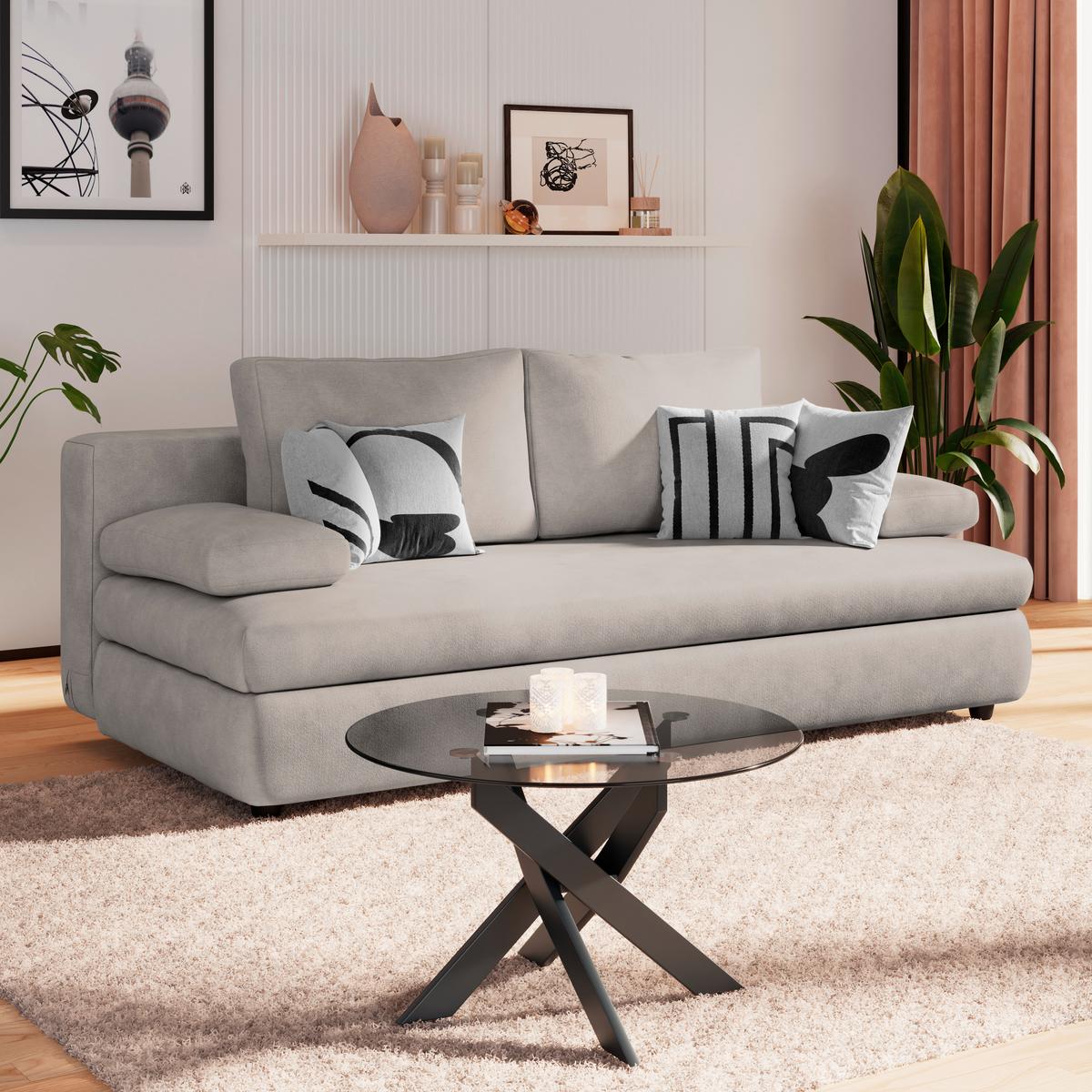 Schlafsofa Oslo Schwarz, Lf: 200x140 cm - Schwarz, Trend, Holz/Kunststoff (205/72/100cm)