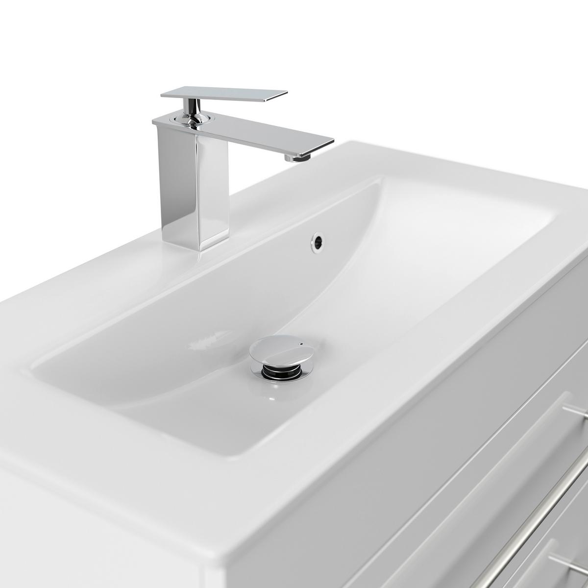 Waschtischkombi Portus Weiß Hg B: 70,4 cm - Weiß Hochglanz/Weiß, MODERN, Keramik/Holzwerkstoff (70,4cm) - MID.YOU