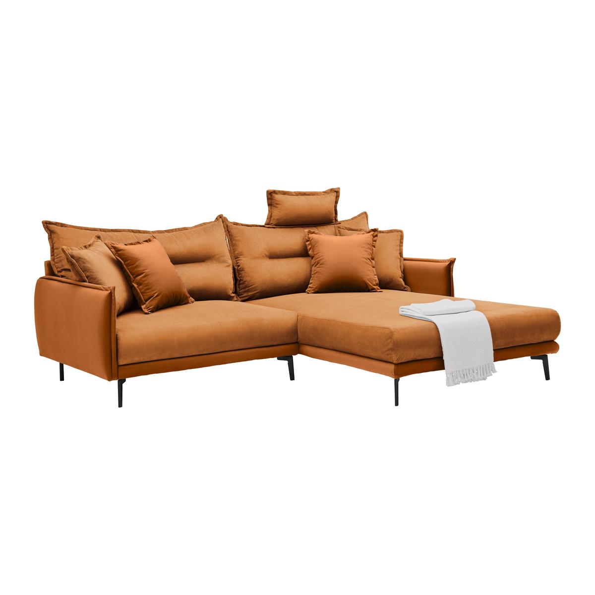 Rohová sedačka NUOVO, oboustranná, oranžová - oranžová/černá, Moderní, kov/textil (245/190cm) - Mömax