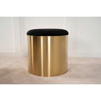 Hocker Puff - Goldfarben/Schwarz, Design, Textil/Metall (45/46/45cm) - Livetastic