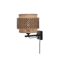 WANDLEUCHTE BHUTAN/W/B/2520/BN - Schwarz/Naturfarben, Trend, Holz (25/29/25cm) - Good & Mojo