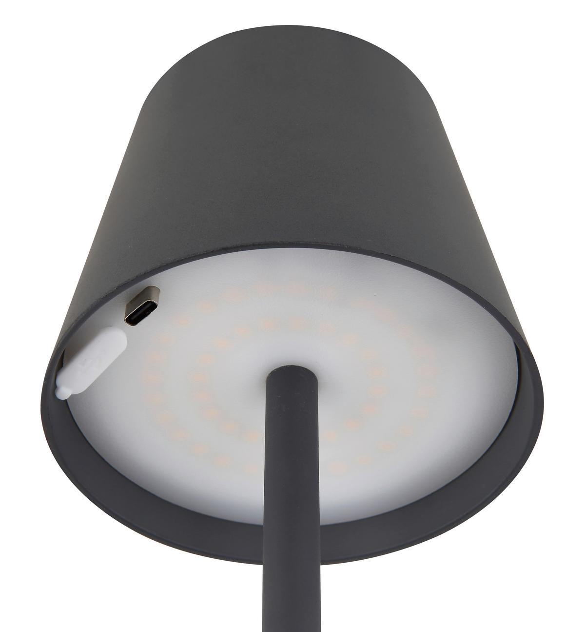 Akku-Tischleuchte 58438g 2 Höhen Montierbar - Opal/Schwarz, Kunststoff/Metall (10,6/36cm) - Globo