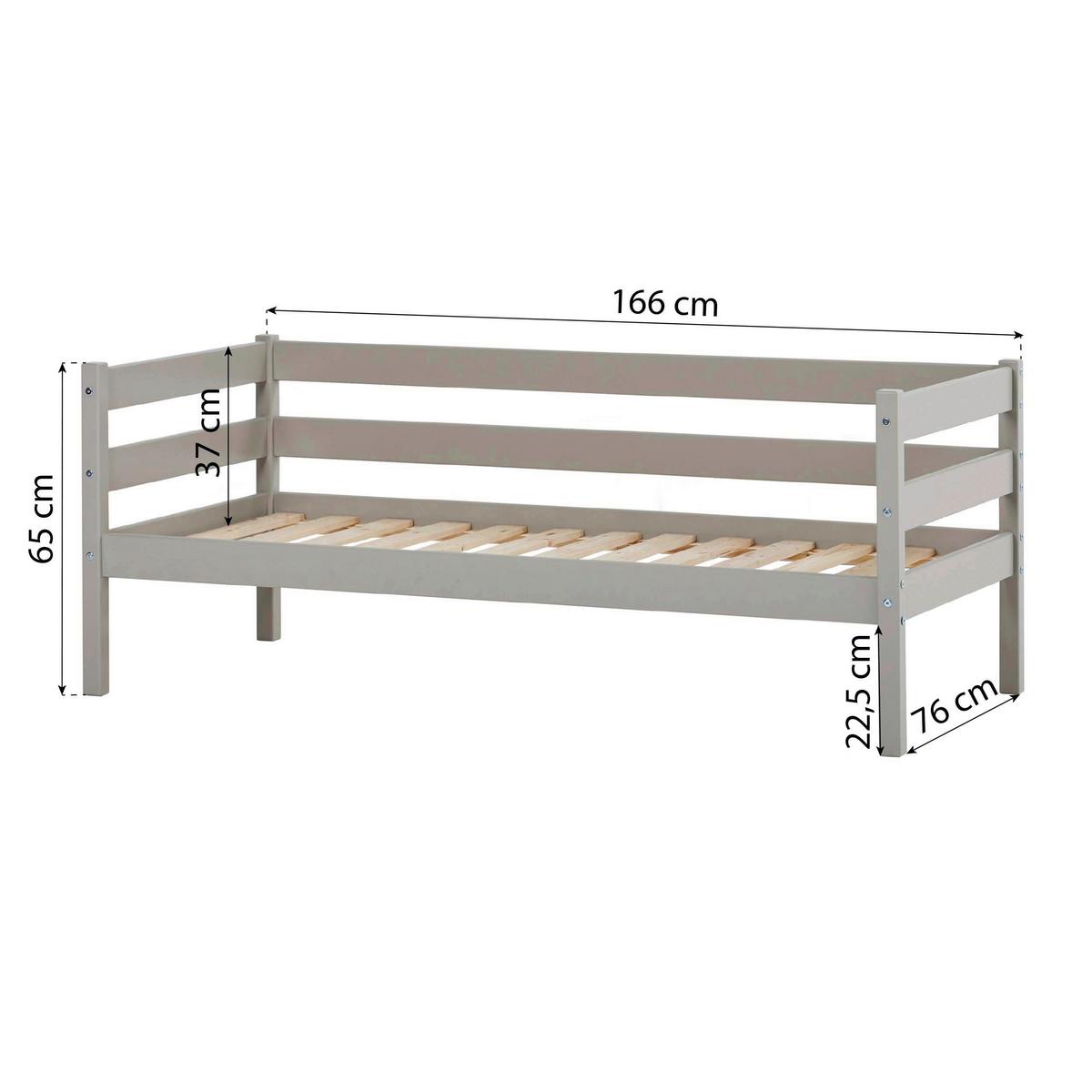 Kinder-/jugenbett Comfort Grau, Lf: Ca. 70x160 Cm - Grau/Kieferfarben, MODERN, Holz (70/160cm) - MID.YOU