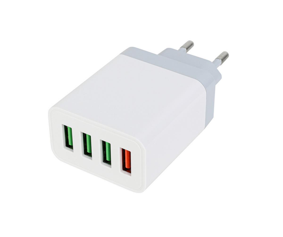 Multistecker Josef - Weiß/Grau, Basics, Kunststoff/Metall (9,3/4,7/2,8cm) - Ondega