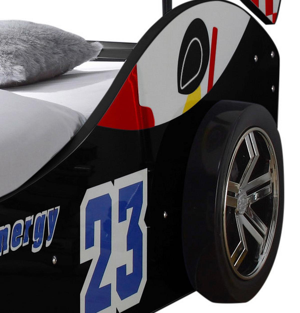 Autobett Energy Rennwagen 90x200 Schwarz mit Beleuchtung - Schwarz, KONVENTIONELL, Holzwerkstoff (90/200cm) - MID.YOU