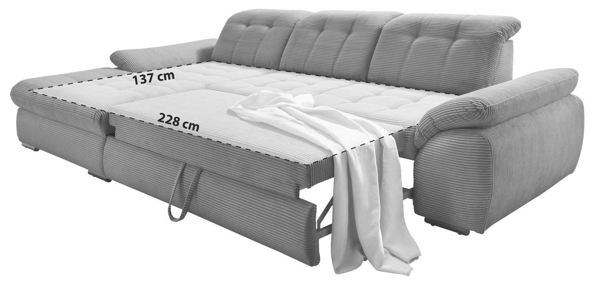 Ecksofa Mit Bettkasten Rigatti Blau S: 184x314 Cm - Schwarz/Hellblau, MODERN, Textil (184/314cm) - Livetastic