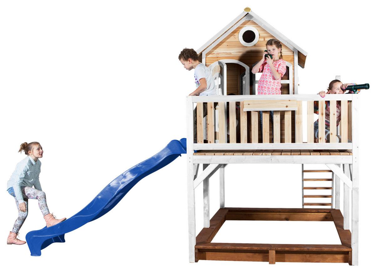 Spielturm A030.151.31 - Blau/Braun, KONVENTIONELL, Holz (377/291/255cm) - Ambia Garden