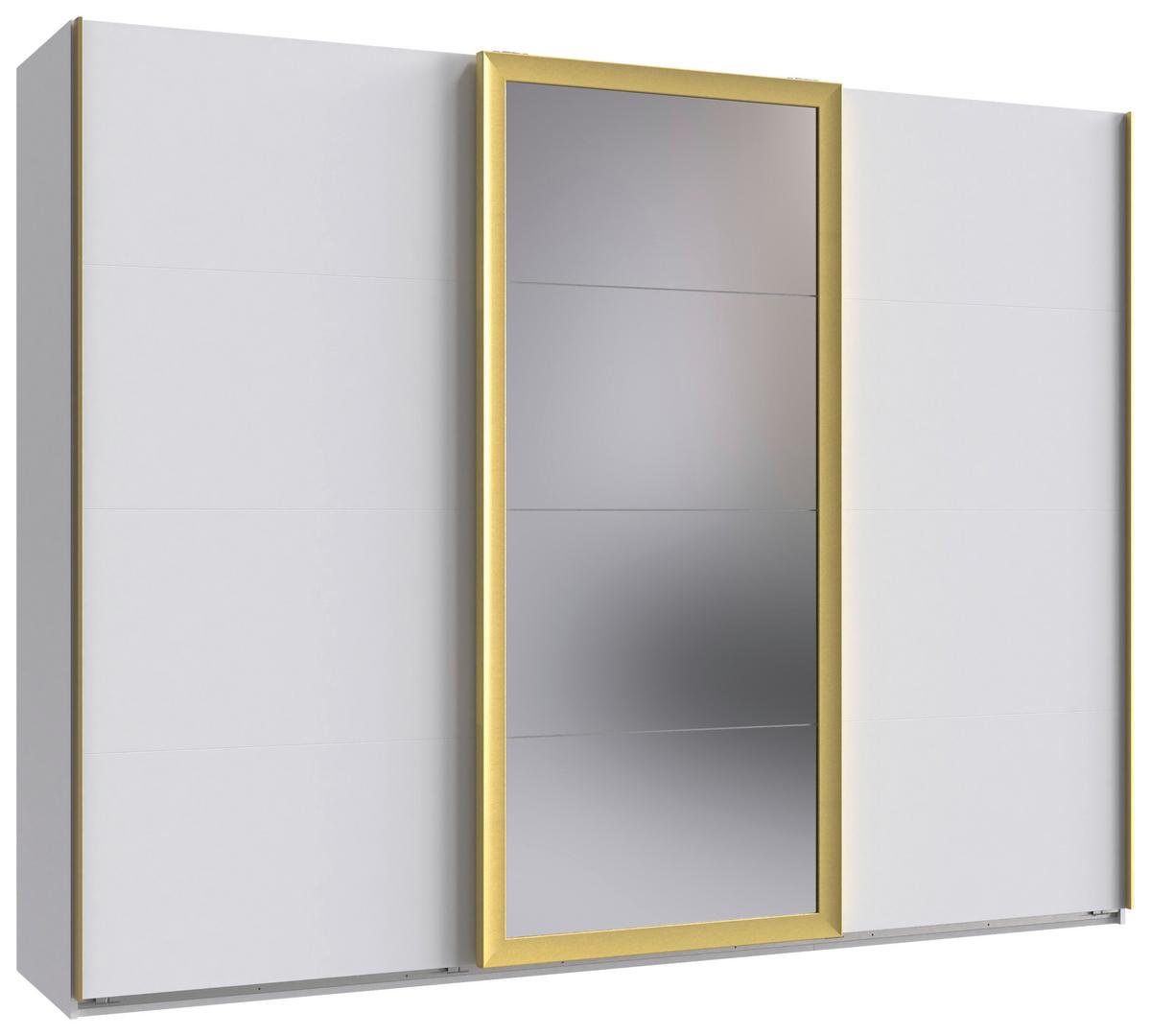Šatní skříň KATAR - bílá/barvy zlata, Moderní, kov/kompozitní dřevo (225/208/64cm) - Mömax
