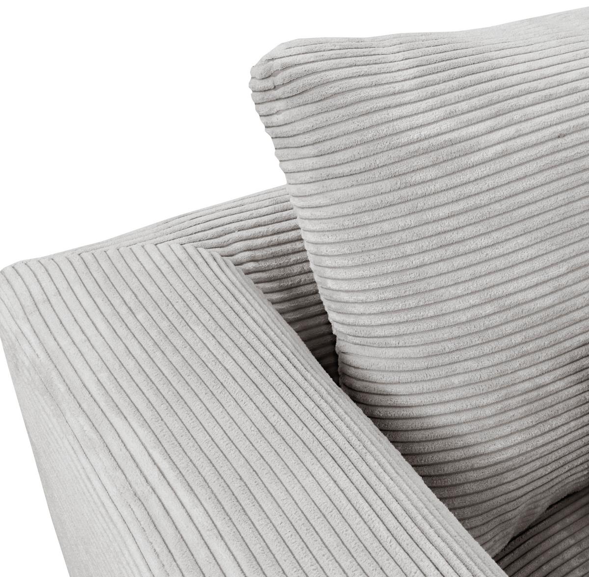 Ecksofa Berlin Cord Hellgrau 313x172 cm - Hellgrau/Schwarz, Design, Textil (313/172cm) - Livetastic