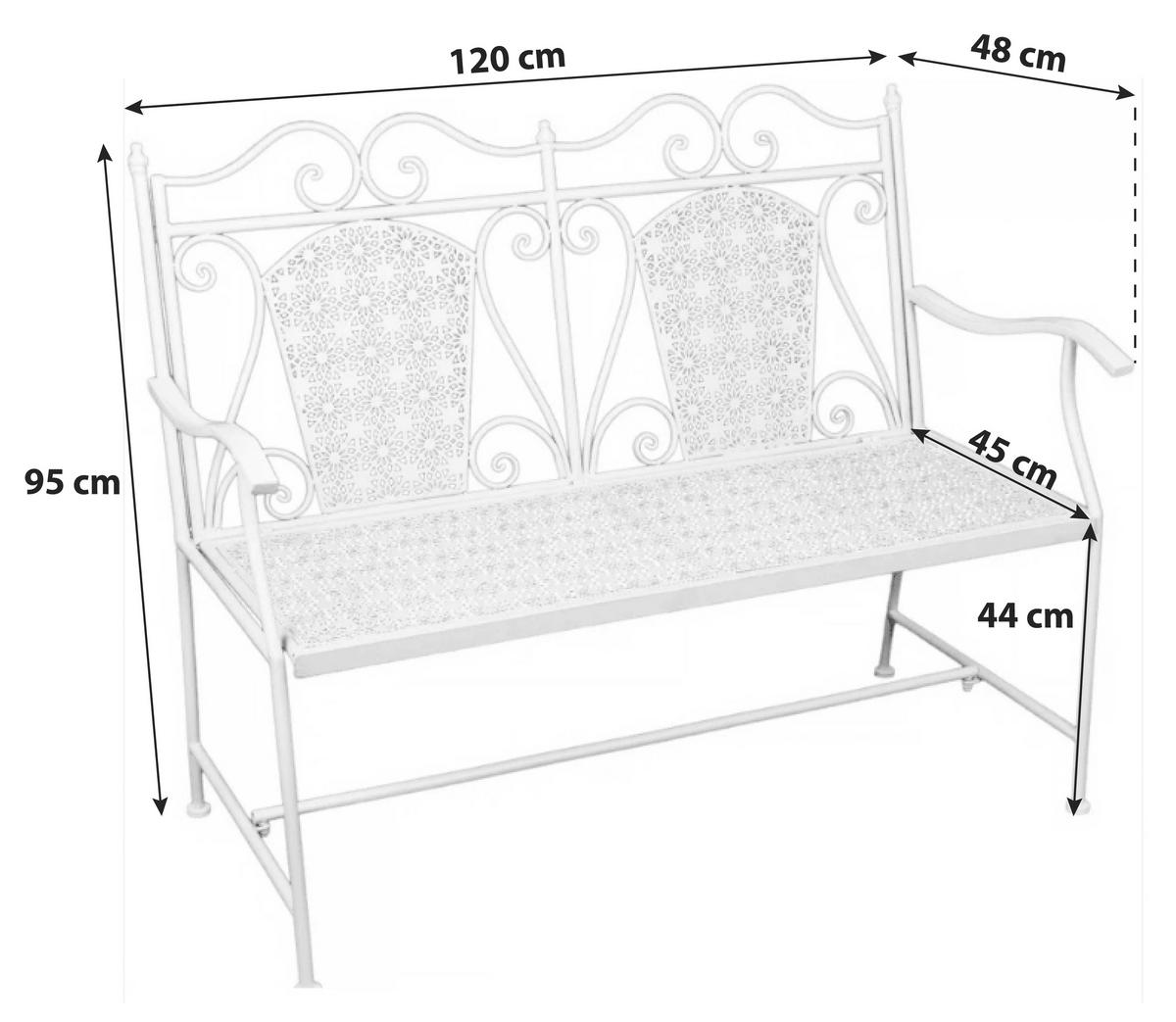 Gartenbank Stahl 2-Sitzer Lascar in Weiß - Weiß, Basics, Metall (120/95/48cm)