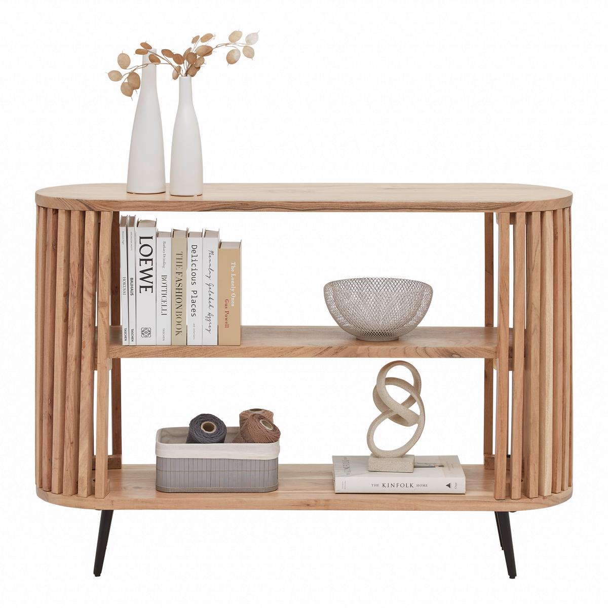 KONZOLA MADDI -TREND- - černá/přírodní barvy, Lifestyle, kov/dřevo (120/85/33cm) - Mömax