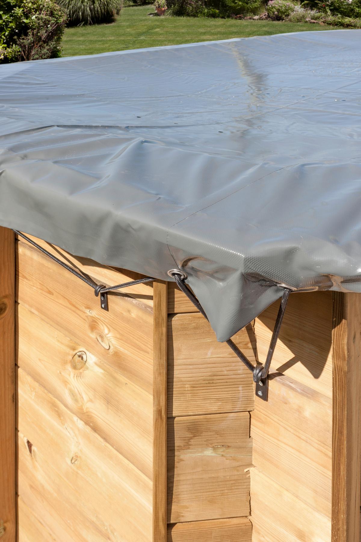 Poolabdeckplane Winterabdeckplane - Grau, KONVENTIONELL, Kunststoff (496/893cm) - Gre